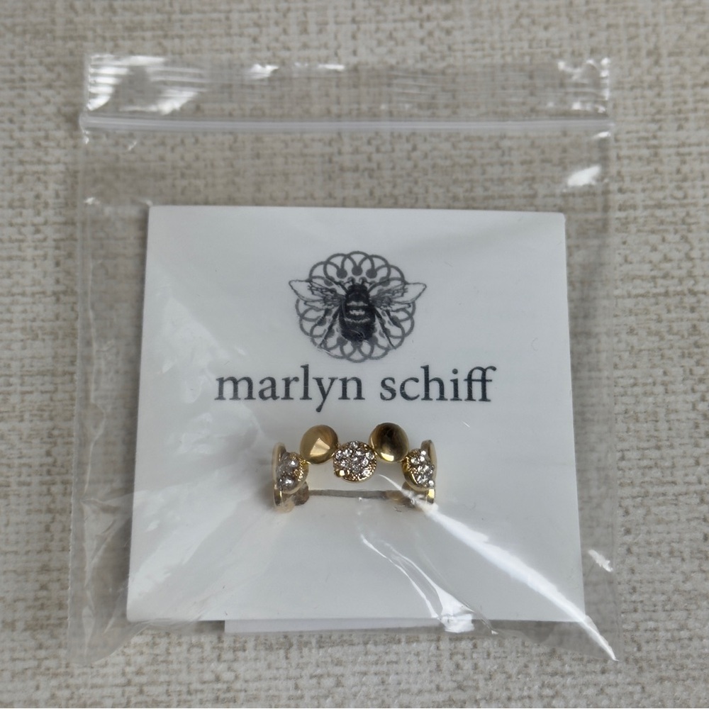 Marlyn Schiff Gold Tone Disc Pave Adjustable Ring - Picture 7 of 8